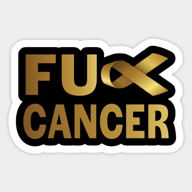 Fuck Cancer (Gold Ribbon) Sticker by treszure_chest